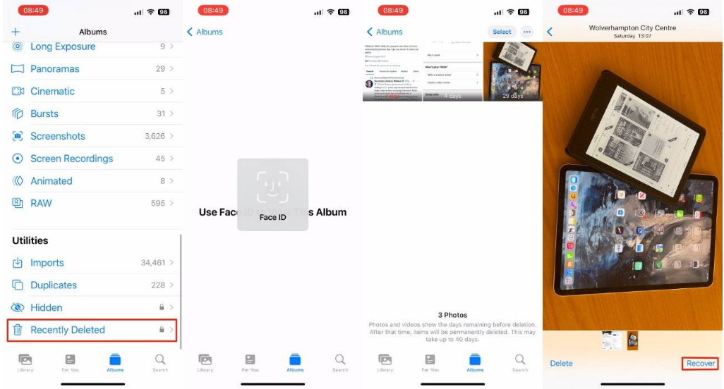 那坡苹果14维修分享 iPhone14 上恢复已删除的照片 